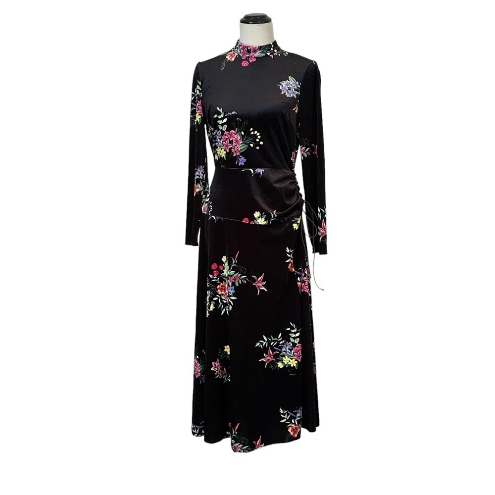 ASOS velvet floral black midi length dress